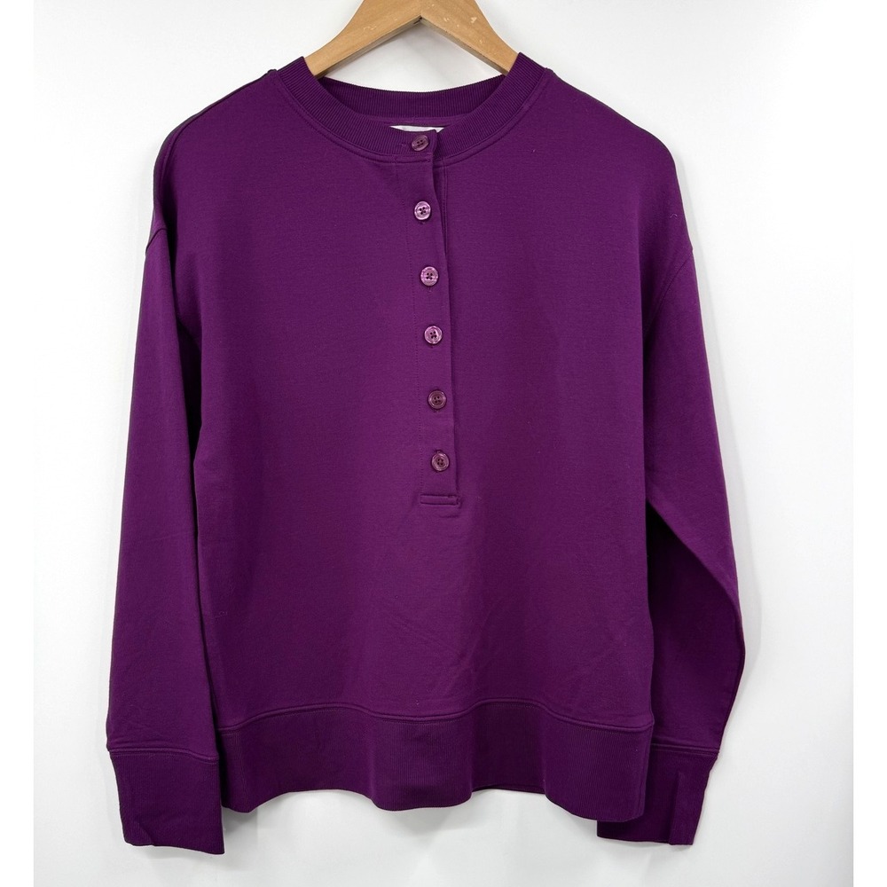 Athleta Sweatshirt Womens XS Purple‎ Balance Henley Pullover Fleece Long Sleeve